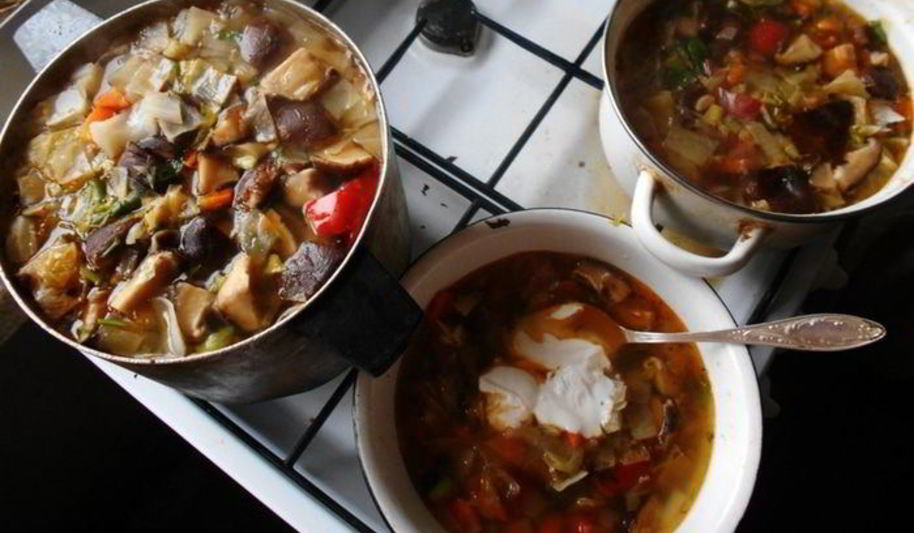 Рецепт щей с индейкой и грибами шиитаке