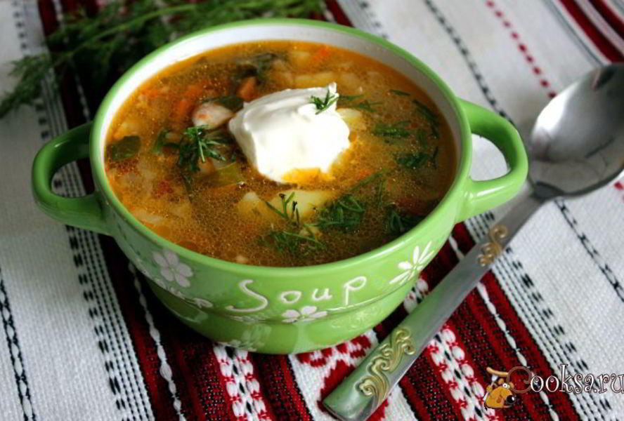 Щи с мангольдом на курином бульоне