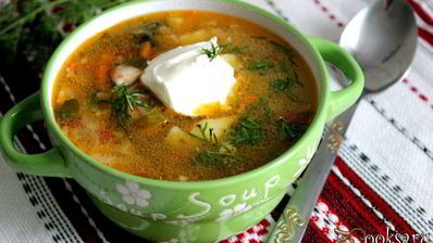 щи с мангольдом на курином бульоне