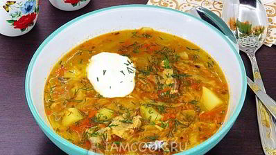 щи с рыбными консервами в мультиварке