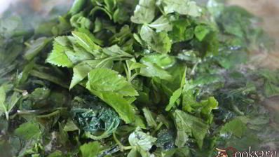 зеленые весенние щи с фрикадельками