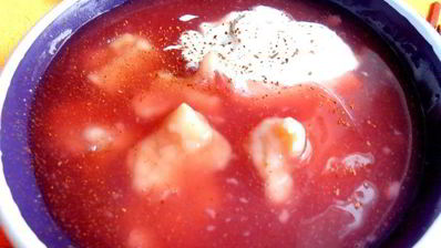 сладкий суп из ревеня с клецками