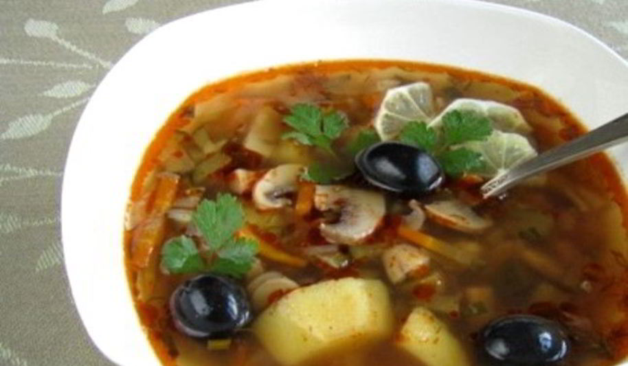 Рецепт грибной солянки постной