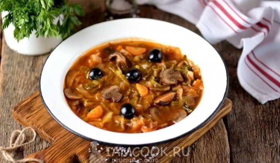 Рецепт постной солянки из свежей капусты