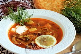 Постная солянка с грибами