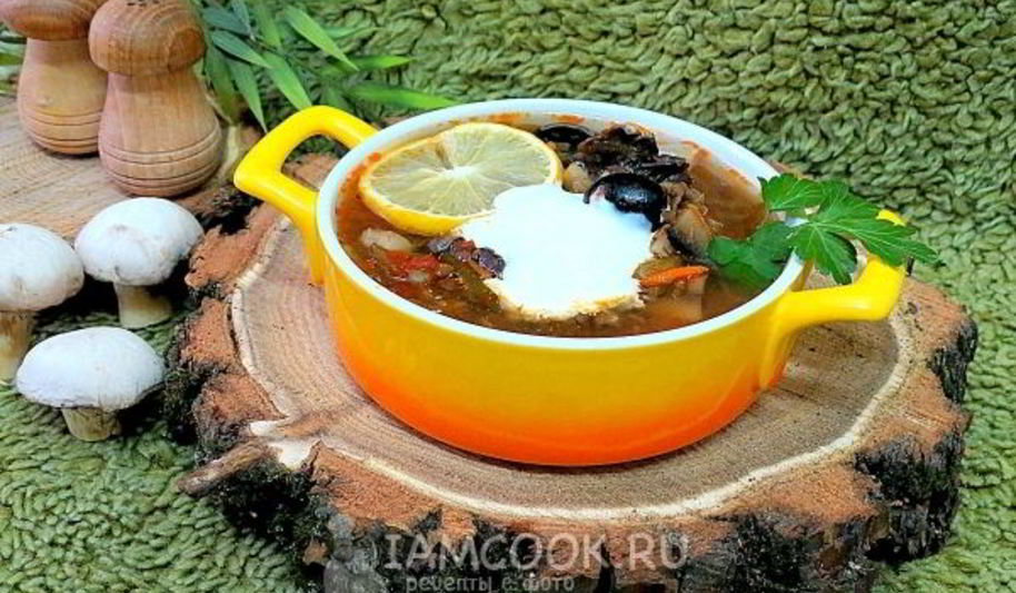 Рецепт солянки грибной с огурцами