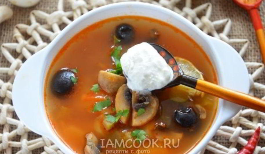 Рецепт солянки с грибами