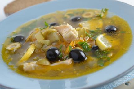 Солянка с лососем