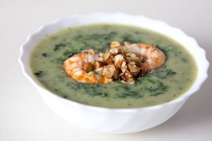 Суп из шпината с креветками