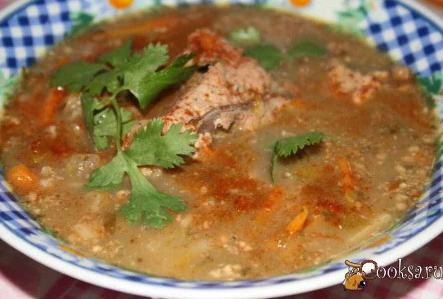 Суп Харчо с грецкими орехами