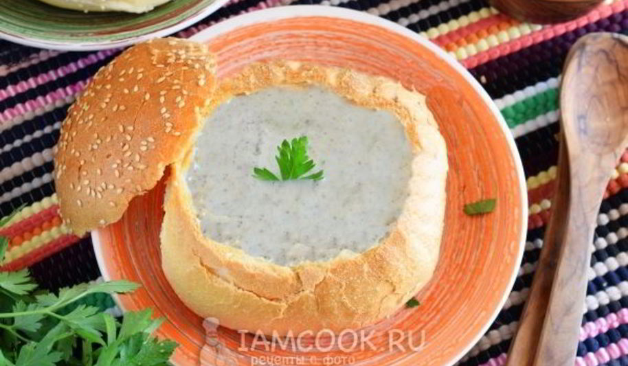 Рецепт чешского чесночного супа-пюре в хлебе