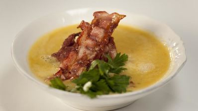 гороховый суп-пюре с беконом