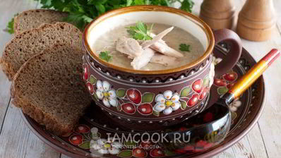 грибной суп-пюре с курицей