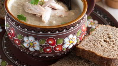 грибной суп-пюре с курицей