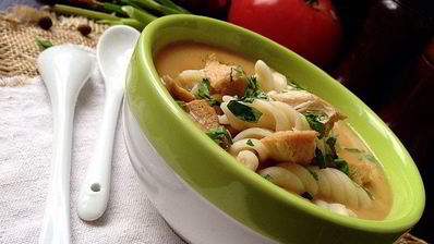 куриный суп-пюре с макаронами