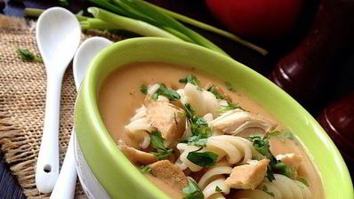 куриный суп-пюре с макаронами
