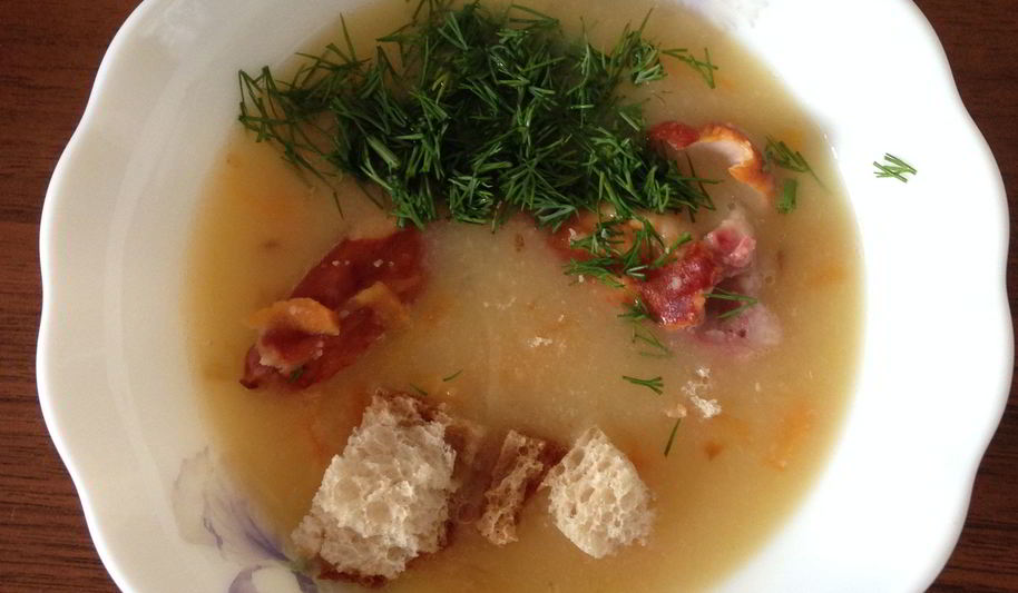 Рецепт супа-пюре горохового с копчеными крылышками