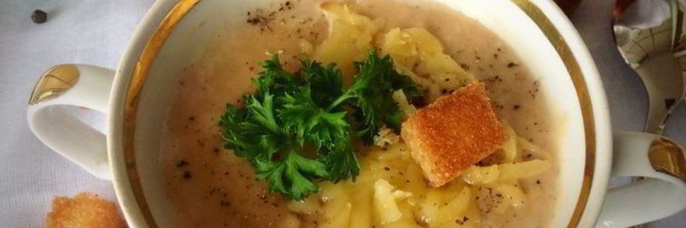 Суп-пюре из белой фасоли с баклажанами