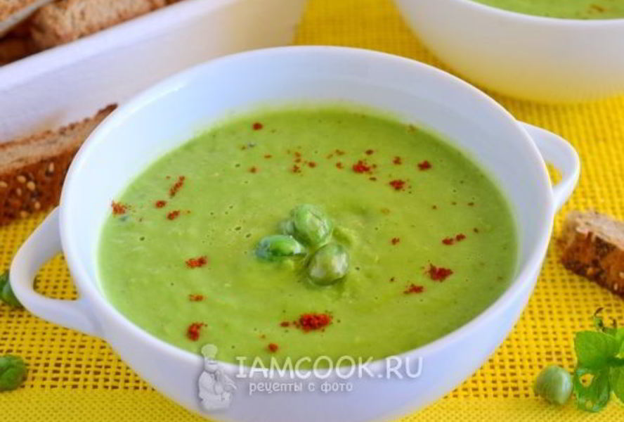 Суп-пюре из замороженного зеленого горошка