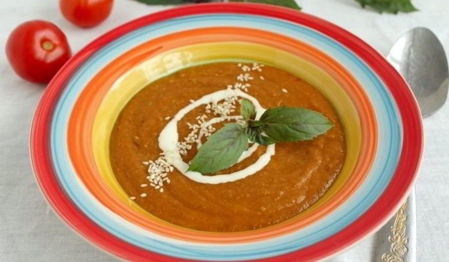 Рецепт супа-пюре с баклажаном, томатами и чечевицей