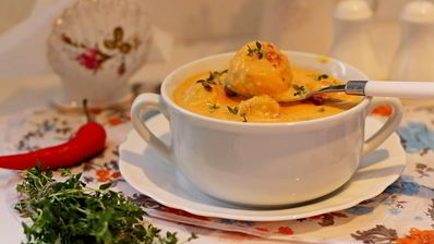 тыквенный суп-пюре с фрикадельками