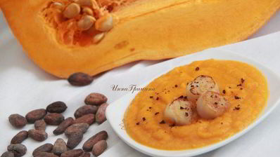 тыквенный суп-пюре с гребешками