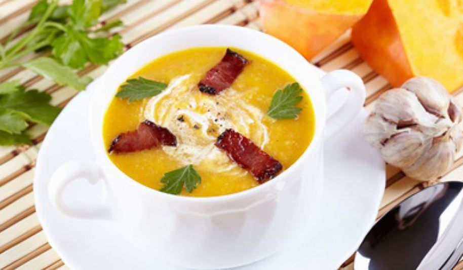 Рецепт тыквенного супа-пюре с копченым беконом