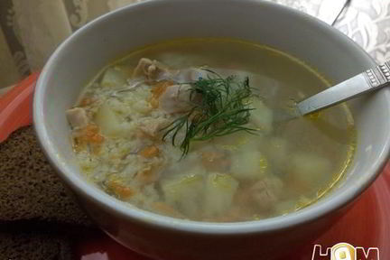 Суп рисовый с мясом курицы