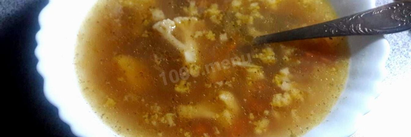 Суп с цветной капустой и жареным фаршем