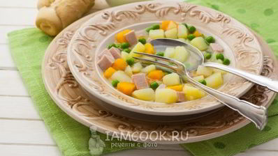 суп с вареной колбасой