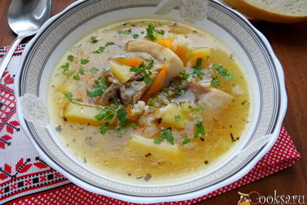 Суп со свиными ребрышками и рисом в мультиварке