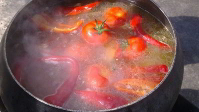 супчик с телятиной на костре