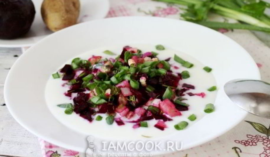 Рецепт классического холодного свекольника на кефире