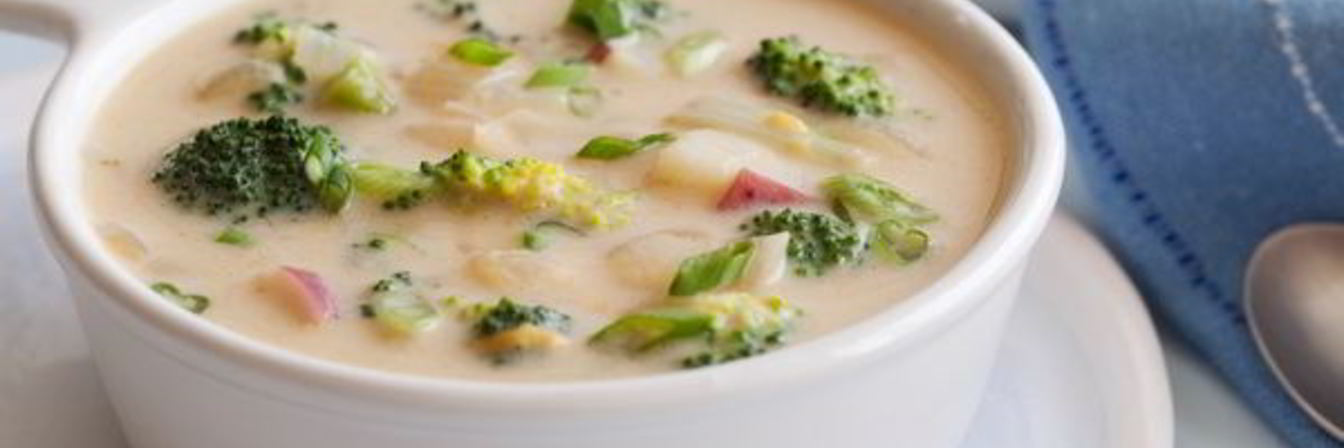 Легкий сырный суп с шампиньонами и брокколи