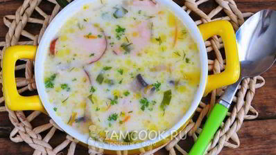 сырный суп из плавленного сыра с колбасой