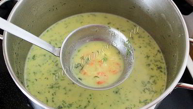 сырный суп пюре с креветками