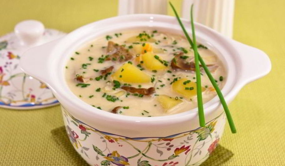 Рецепт сырного супа с белыми грибами