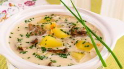 сырный суп с белыми грибами