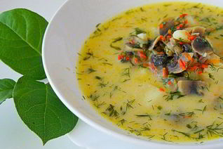 Сырный суп с грибами