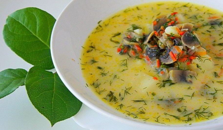 Рецепт сырного супа с грибами