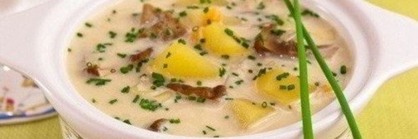 Сырный суп с картофелем и белыми грибами