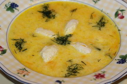 Сырный суп с кнелями