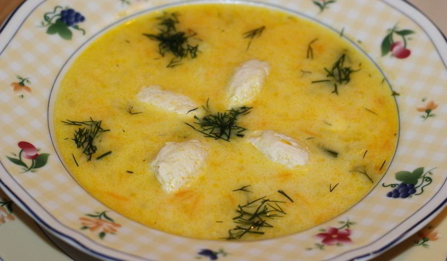 Рецепт сырного супа с кнелями