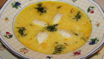 сырный суп с кнелями