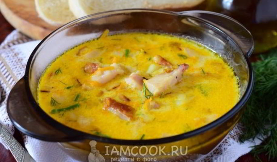 Рецепт сырного супа с копченой курицей