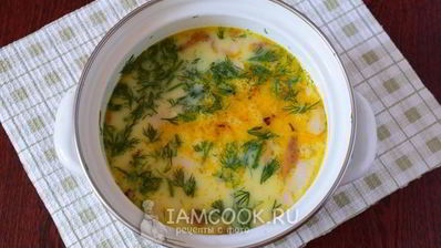 сырный суп с копченой курицей