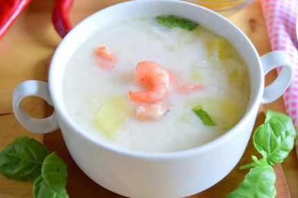 Сырный суп с креветками