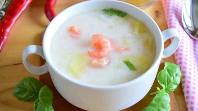 сырный суп с креветками