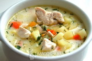 Сырный суп с куриной грудкой