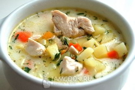 Сырный суп с куриной грудкой